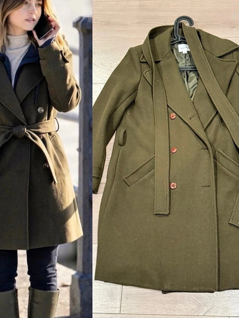 Steven Alan Wool Blend Belted Pea Coat Green Size 2